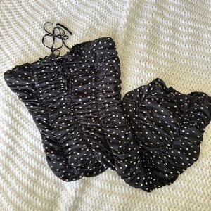 Fashion Nova ruched polka dot bodycon midi dress